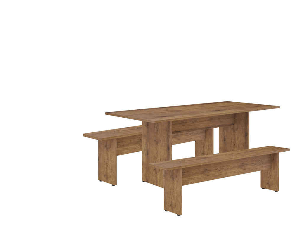 Manhattan Comfort Nomad Modern 3-Piece Dining Set in Natural