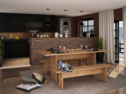 Manhattan Comfort Nomad Modern 3-Piece Dining Set in Natural