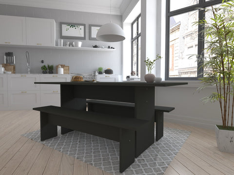 Manhattan Comfort Nomad Modern 3-Piece Dining Set in Charcoal