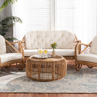 Baxton Studio Aliane Modern Bohemian Natural Brown Antique Rattan 4-Piece Living Room Set