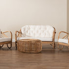 Baxton Studio Aliane Modern Bohemian Natural Brown Antique Rattan 4-Piece Living Room Set