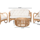 Baxton Studio Aliane Modern Bohemian Natural Brown Antique Rattan 4-Piece Living Room Set