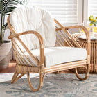 bali & pari Aliane Modern Bohemian Natural Brown Antique Rattan Armchair