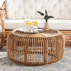 bali & pari Aliane Modern Bohemian Natural Brown Antique Rattan Coffee Table