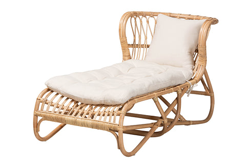 bali & pari Delara Modern Bohemian Natural Brown Rattan Chaise