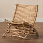 bali & pari Herrara Modern Bohemian Natural Brown Antique Rattan Foldable Lounge Chair