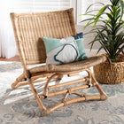 bali & pari Herrara Modern Bohemian Natural Brown Antique Rattan Foldable Lounge Chair