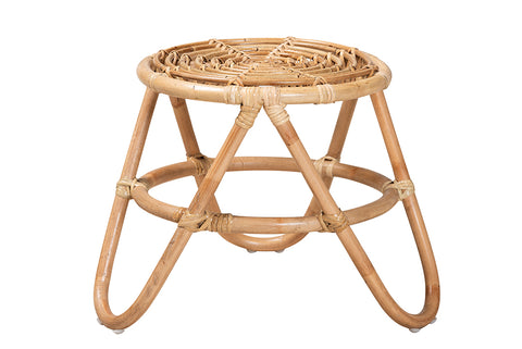 bali & pari Jacinda Modern Bohemian Natural Brown Rattan End Table