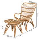Baxton Studio Earvin Modern Bohemian Natural Brown Rattan 2-Piece Armchair and Footstool Set