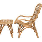 Baxton Studio Earvin Modern Bohemian Natural Brown Rattan 2-Piece Armchair and Footstool Set