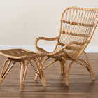 Baxton Studio Earvin Modern Bohemian Natural Brown Rattan 2-Piece Armchair and Footstool Set