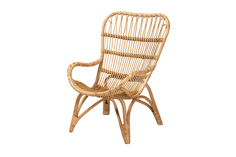 bali & pari Earvin Modern Bohemian Natural Brown Rattan Armchair