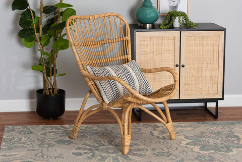 bali & pari Earvin Modern Bohemian Natural Brown Rattan Armchair