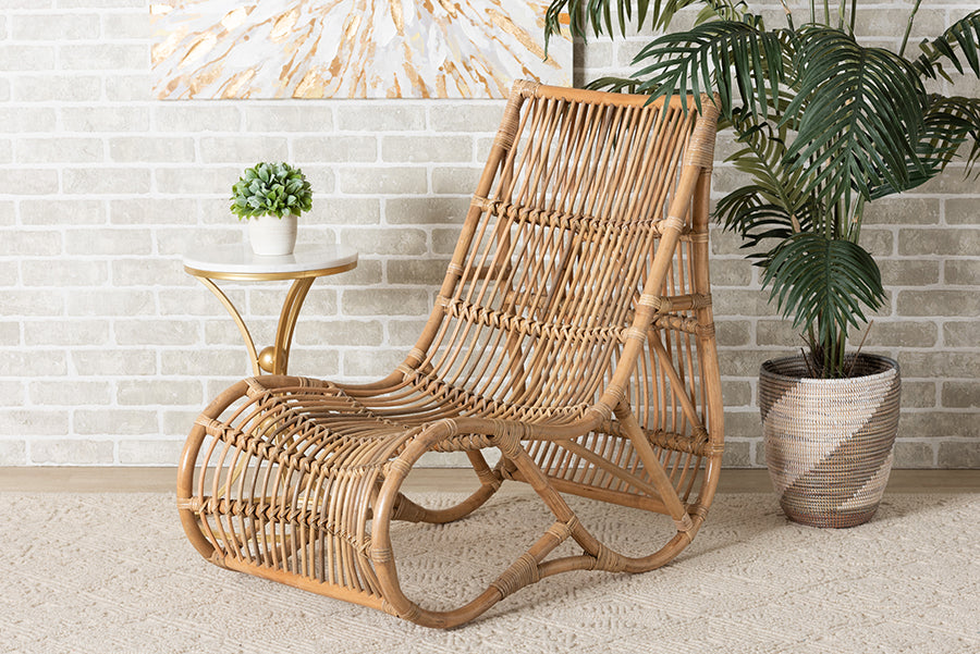 bali & pari Genera Modern Bohemian Natural Rattan Lounge Chair