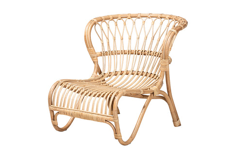 bali & pari Alaya Modern Bohemian Natural Brown Rattan Accent Chair