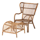 Baxton Studio Lamaria Modern Bohmenian Natural Brown Antique Rattan 2-Piece Chair and Footstool Set