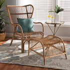 Baxton Studio Lamaria Modern Bohmenian Natural Brown Antique Rattan 2-Piece Chair and Footstool Set