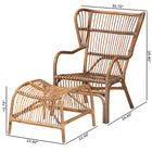 Baxton Studio Lamaria Modern Bohmenian Natural Brown Antique Rattan 2-Piece Chair and Footstool Set