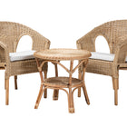 Baxton Studio Abbey Modern Bohemian Natural Brown Antique Rattan 3-Piece Living Room Set
