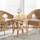 Baxton Studio Abbey Modern Bohemian Natural Brown Antique Rattan 3-Piece Living Room Set