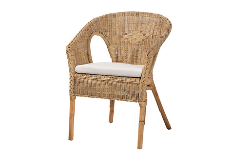 bali & pari Abbey Modern Bohemian Natural Brown Antique Rattan Dining Chair