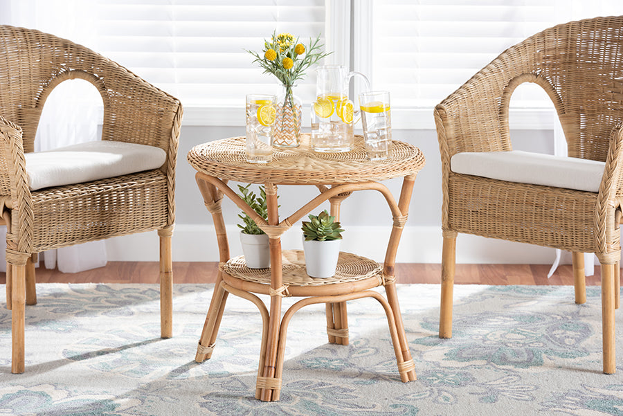 bali & pari Abbey Modern Bohemian Natural Brown Antique Rattan Coffee Table