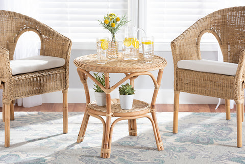 bali & pari Abbey Modern Bohemian Natural Brown Antique Rattan Coffee Table