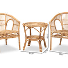 Baxton Studio Alleta Modern Bohemian Natural Brown Rattan 3-Piece Living Room Set