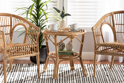 bali & pari Cariel Modern Bohemian Natural Brown Rattan Coffee Table