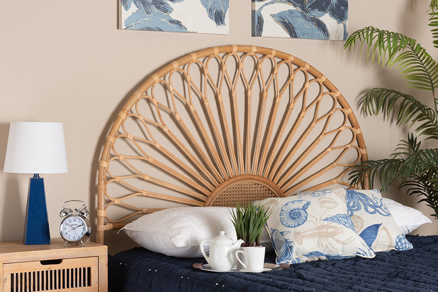 bali & pari Perenna Modern Bohemian Natural Rattan Queen Size Standalone Headboard