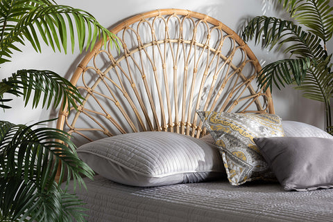bali & pari Devereaux Modern Bohemian Natural Brown Rattan Queen Size Standalone Headboard