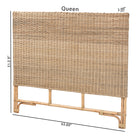 bali & pari Cantara Modern Bohemian Natural Rattan Queen Size Standalone Headboard