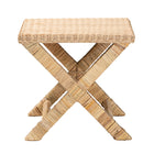 bali & pari Farica Modern Bohemian Natural Rattan And Mahogany Accent Bench