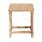 bali & pari Farica Modern Bohemian Natural Rattan And Mahogany Accent Bench