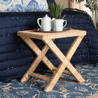 bali & pari Farica Modern Bohemian Natural Rattan And Mahogany Accent Bench