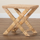 bali & pari Farica Modern Bohemian Natural Rattan And Mahogany Accent Bench