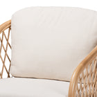 bali & pari Patsy Modern Bohemian White Fabric and Natural Brown Rattan Armchair