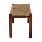 bali & pari Hermes Mid-Century Modern Transitional Natural Seagrass and Mahogany Wood Bench