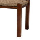 bali & pari Hermes Mid-Century Modern Transitional Natural Seagrass and Mahogany Wood Bench