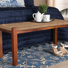 bali & pari Hermes Mid-Century Modern Transitional Natural Seagrass and Mahogany Wood Bench