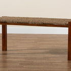 bali & pari Hermes Mid-Century Modern Transitional Natural Seagrass and Mahogany Wood Bench