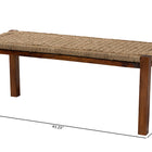 bali & pari Hermes Mid-Century Modern Transitional Natural Seagrass and Mahogany Wood Bench