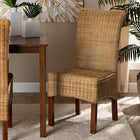bali & pari Shamara Modern Bohemian Natural Rattan and Mahogany Wood Dining Chair