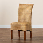 bali & pari Shamara Modern Bohemian Natural Rattan and Mahogany Wood Dining Chair