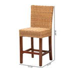 bali & pari Racquel Modern Bohemian Natural Rattan and Mahogany Wood Counter Stool