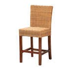 bali & pari Racquel Modern Bohemian Natural Rattan and Mahogany Wood Counter Stool
