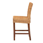 bali & pari Racquel Modern Bohemian Natural Rattan and Mahogany Wood Counter Stool