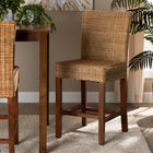 bali & pari Racquel Modern Bohemian Natural Rattan and Mahogany Wood Counter Stool