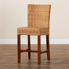 bali & pari Racquel Modern Bohemian Natural Rattan and Mahogany Wood Counter Stool