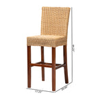 bali & pari Racquel Modern Bohemian Natural Rattan and Mahogany Wood Bar Stool